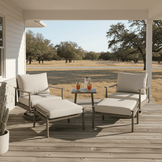 5-Piece Aluminum Outdoor Patio Conversation Set with Swivel Chairs, Ottomans & Side Table for Backyard & Poolside