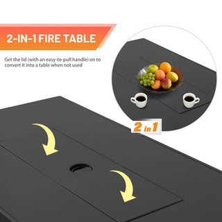 25 H x 42 W in Steel Outdoor Fire Pit Table with Lid
