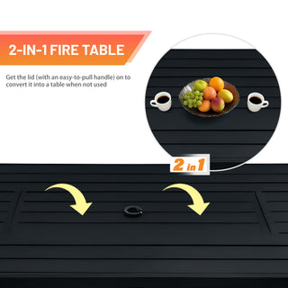 Steel Propane/Natural Gas Outdoor Fire Pit Table with Lid