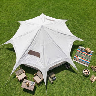 14.8ft × 9.2ft 600D Oxford Bell Tent with Stove Jack, Waterproof Glamping Yurt Tent for Family Camping, Heavy-Duty 4-Season Outdoor Tent
