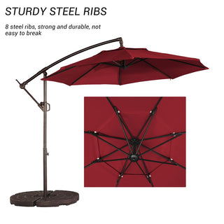 10FT Steel Cantilever Patio Umbrella with 2-Way Stop Crank, Offset Hanging Outdoor Umbrella for Patio, Pool, Deck & Garden