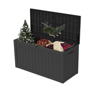100 Gal. Outdoor Storage Box Black/Brown/Gray Resin Deck Box