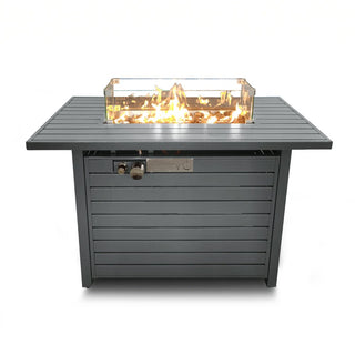 11'' H x 42'' L Steel Propane Outdoor Fire Pit Table with Lid