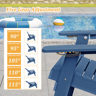 Folding Plastic Adirondack Chair Multi Colors Blue Black Gray Weather Resistant Outdoor Patio Lawn Chair
