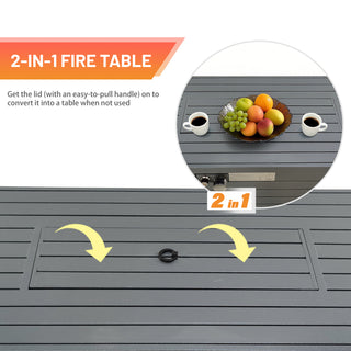 Steel Propane & Natural Gas Fire Pit Table Set with Lid – Durable Powder-Coated Steel Construction, Ideal for Outdoor Patio & Backyard Heating