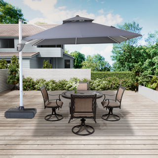 10 Ft Square Aluminum 360° Cantilever Patio Umbrella with Cover – Outdoor Yard Market Shade