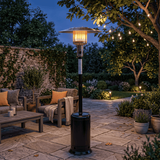 47,000 BTU Stainless Steel Propane Patio Heater with Adjustable Heat & Wheels for Patio, Backyard & Outdoor Gatherings