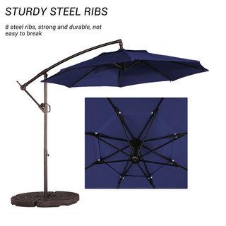 10FT Steel Cantilever Patio Umbrella with 2-Way Stop Crank, Offset Hanging Outdoor Umbrella for Patio, Pool, Deck & Garden