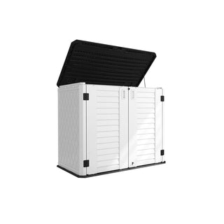 4.2 ft. W x 2.4 ft. D Outdoor Resin Storage Shed, 10 sq. ft. with Lockable Double Doors & Floor Panel