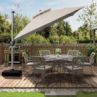 10 Ft Square Aluminum 360° Cantilever Patio Umbrella with Cover – Outdoor Yard Market Shade