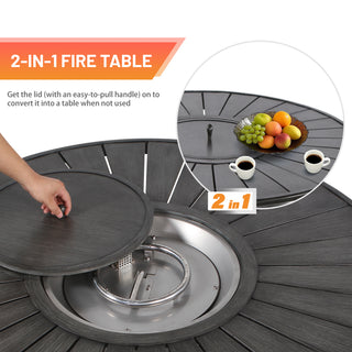 52'' W x 25'' H Propane Outdoor Fire Pit Table, 50,000 BTU Patio Gas Fire Table