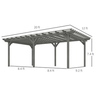Outdoor Wooden Pergola Gazebo with Grape Trellis for Garden & Patio