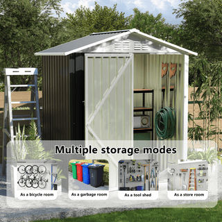5.4 x 4.27 FT Outdoor Metal Storage Shed with Hinged Door, Compact Garden Tool Shed for Backyard, Patio & Lawn, Ideal for Utility & Bike Storage
