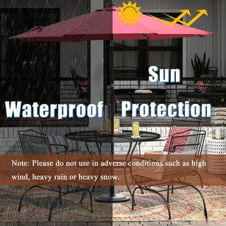 9ft Solar LED Patio Umbrella – Outdoor Market Umbrella with 32 LED Lights, Tilt & Crank