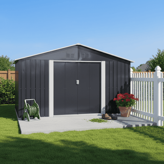 11.2x10.6 FT Metal Garden Shed with Window, Heavy-Duty Outdoor Storage Shed for Backyard, Patio & Lawn