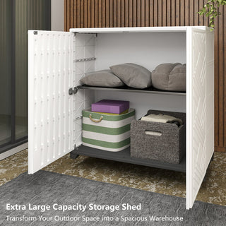 75 Gal. Outdoor Resin Storage Cabinet, 1-Shelf Patio Deck Box for Garden Tools, Porch & Indoor Storage