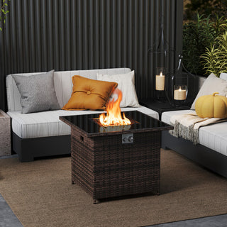 32.5 Inch Propane Fire Pit Table 50000 BTU with Tempered Glass Tabletop