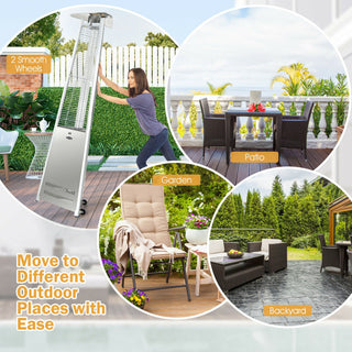 42,000 BTU Stainless Steel Pyramid Patio Heater With Wheels