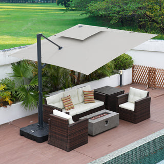 10FT Aluminum Cantilever Patio Umbrella with Removable LED Light Strips for Outdoor Shade