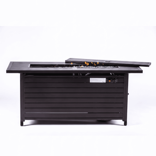 50,000 BTU Propane Fire Pit Table, Aluminum Outdoor Gas Fire Pit with Stainless Steel Burner, Lava Glass & Cover for Patio & Backyard