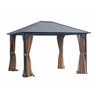 10x12 FT Heavy-Duty Hardtop Gazebo with Galvanized Steel Roof & Mosquito Netting for Patio & Backyard