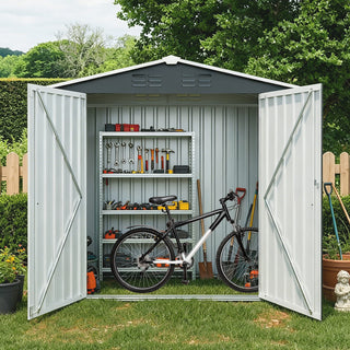 8 x 4 FT Outdoor Metal Storage Shed, Lockable Steel Garden Shed with Latch, Weather-Resistant Utility Shed for Backyard, Patio & Lawn, Black