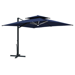 10FT Aluminum Cantilever Patio Umbrella with Removable LED Light Strips for Outdoor Shade