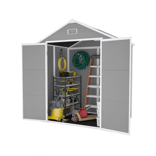 6x5 Ft Resin Storage Shed, Heavy-Duty Plastic Garden Tool Shed with Waterproof PP Panels, UV & Rust Resistant