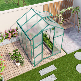 Walk-In Polycarbonate Greenhouse with Raised Base & Anchor Kit – Heavy-Duty Aluminum Greenhouse for Outdoor Backyard, All Seasons