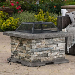 28" Square MGO Propane Fire Pit, Outdoor Gas Fire Table for Patio & Backyard