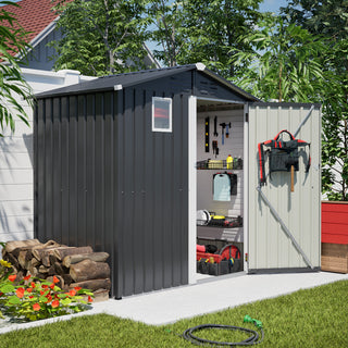 6FT x 4FT Metal Outdoor Storage Shed, Steel Garden Tool Shed for Backyard, Patio & Lawn Storage