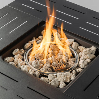 34" Propane Gas Fire Pit Table, 50000 BTU Rectangular Steel Fire Pit for Outside Patio Deck Garden Courtyard- Black