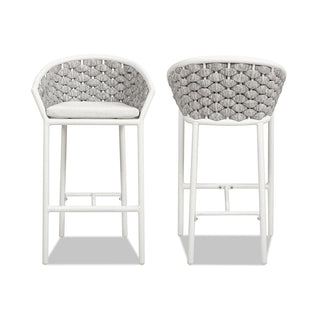 27.5" Rope Barrel Low Back Patio Counter Stool, Set of 2
