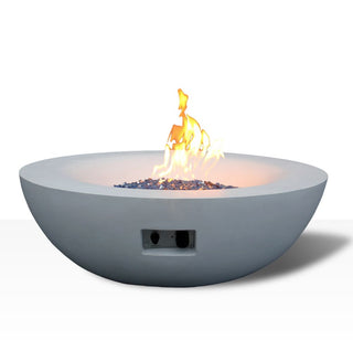 42 Inch Outdoor Concrete Propane gas Fire Pit bowl in Antique White/Black color