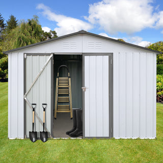 Mondawe 12ft x 10ft Metal Garden Storage Shed, Outdoor Tool Storage House with Double Doors and Air Vents