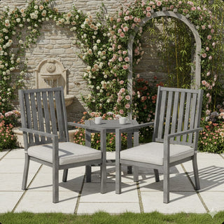 23" All-Weather Aluminum Patio Dining Chairs with Gray Cushions and Khaki/Gray Frame