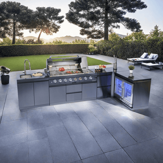 62-Inch 6-Burner Outdoor Kitchen Island Grill 96000 BTU | Stainless Steel BBQ Grill with Wine Cooler, Rotisserie, Granite Countertop & Storage Cabinets
