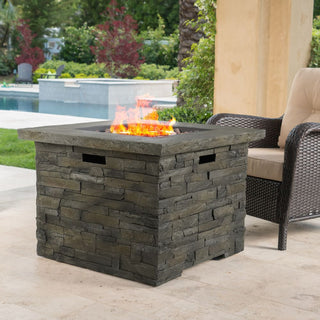 35" Square MGO Propane Fire Pit, 40,000 BTU Outdoor Gas Fire Table for Patio & Backyard