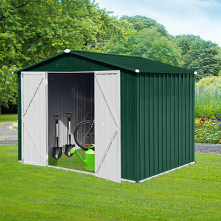 Mondawe 8ft x 6ft Metal Garden Storage Shed, Outdoor Tool Organizer for Backyard or Patio