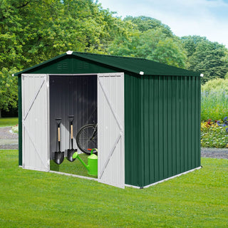 Mondawe 8ft x 6ft Metal Garden Storage Shed, Outdoor Tool Organizer for Backyard or Patio