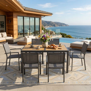 Set of 6 Outdoor Patio Dining Chairs, Heavy-Duty Metal Frame with All-Weather Textilene, Gray Outdoor Chairs for Garden, Deck & Backyard