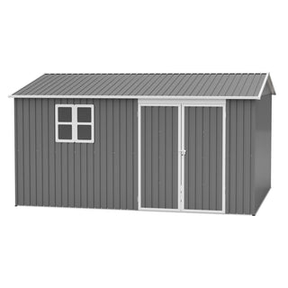 12 x 10 FT Outdoor Metal Storage Shed, Heavy-Duty Waterproof Steel Garden Tool Shed with Lockable Doors for Backyard, Patio & Lawn Storage