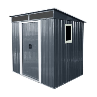 6X5 FT Steel Outdoor Storage Shed with Window and Clear Roof Panel, Rustproof Equipment Shed for Garden & Patio