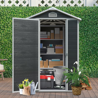 Resin Outdoor Storage Shed Kit, Weatherproof Backyard Organizer for Patio Furniture, Black
