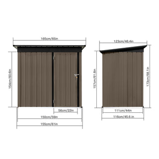 Mondawe 5ft x 4ft Metal Garden Storage Shed, Brown Outdoor Tool Storage for Backyard or Patio