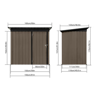 Mondawe 5ft x 4ft Metal Garden Storage Shed, Brown Outdoor Tool Storage for Backyard or Patio