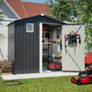 6FT x 4FT Metal Outdoor Storage Shed, Steel Garden Tool Shed for Backyard, Patio & Lawn Storage