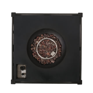 Outdoor 31" WPC Base Square Propane Fire Pit - 40,000 BTU, Wood-Looking/Grey