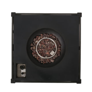Outdoor 31" WPC Base Square Propane Fire Pit - 40,000 BTU, Wood-Looking/Grey