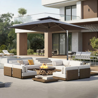 Aluminum Cantilever Patio Umbrella with Tilt Function – Outdoor Offset Market Umbrella for Backyard, Deck & Pool (Base Not Included)